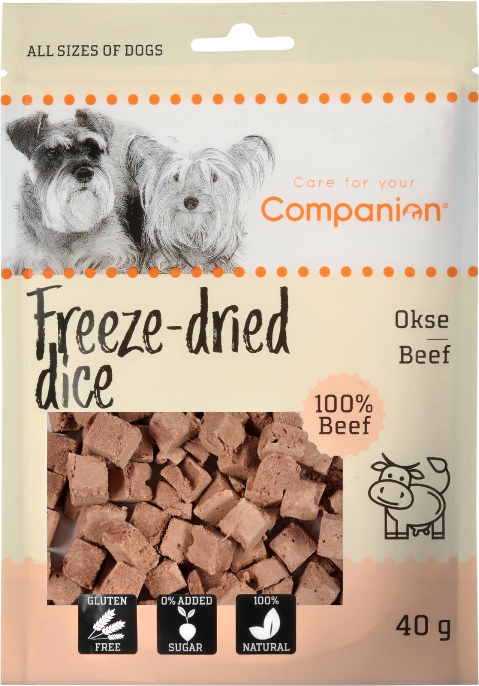 Companion - Freeze-dried dice - oksekød 40g